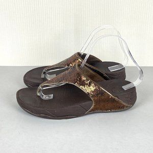 FitFlop Electra Bronze Sequin Sandals Women’s approx size 10 Brown Bronze